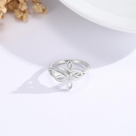YYmqmq Opal Celtic Ring for Women 925 Sterling Sliver Opal Infinity Cross Ring Celtic Jewelry Christian Gifts for Women Girlfriend Mom Wife Size 7