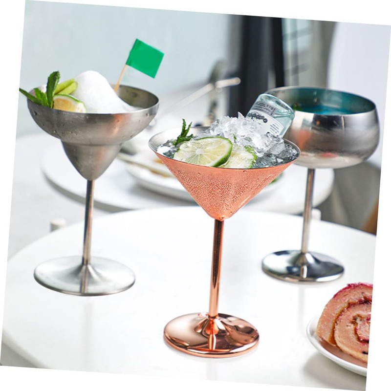 GRIRIW Stainless Steel Wine Goblet Metal Cocktail Cup for Parties
