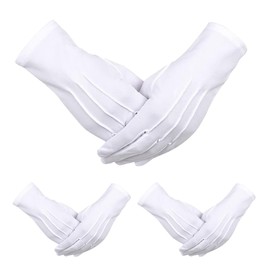 JSBAGGT White Gloves Men 3Pairs Marching Band Gloves Mens White Gloves Bulk Uniform Gloves Men Can Be Used As White Parade Gloves,Jewelry Gloves,Usher Uniforms For Church And Tuxedo Gloves