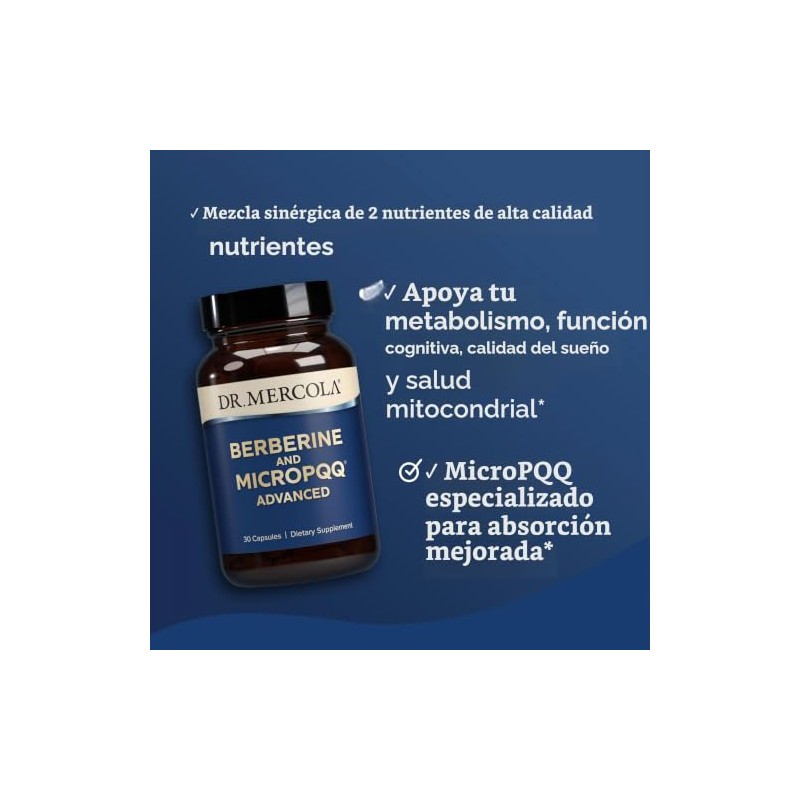 Dr. Mercola, Berberine y MircoPQQ Advanced, 30 porciones