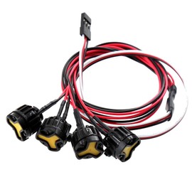 Chanjorlin RC Simulation LED Headlight Spotlight 3-Channel Remote Controlled Searchlight 3 Flashing Roof Light Modes RC Lamp Accessories for 1/8 1/10 Crawler Off Road Truck Car (Round 4 Lights)