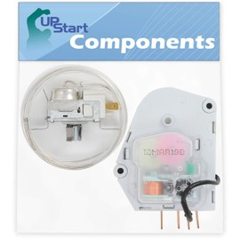 2198202 Cold Control Thermostat & W10822278 Refrigerator Defrost Timer Replacement for Whirlpool IS25CGXTD01 Refrigerator - Compatible with WP2198202 & 482493 Defrost Timer - UpStart Components Brand