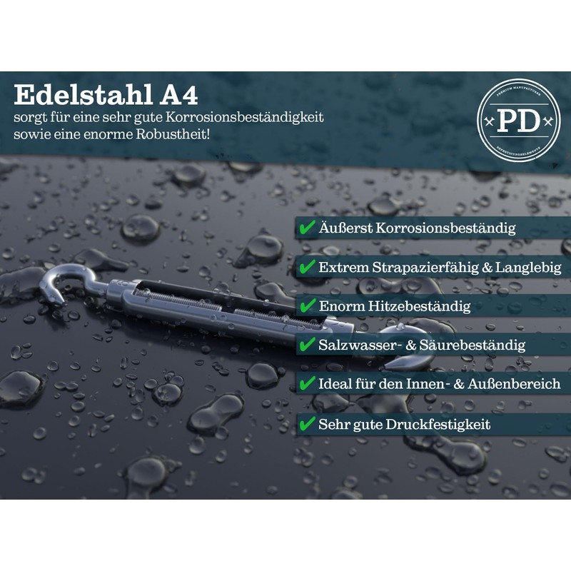 PD Turnbuckle M5 Stainless Steel A4 (Hook Hook) | Awning