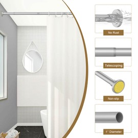 GXOACKJ Silver Shower Curtain Rods - 31-80 Inch Spring Tension Shower Rods for Bathroom, Adjustable, No Drilling, No Rust, Stainless Steel