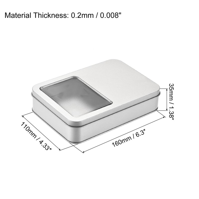 uxcell Metal Tin Box, 6.3" x 4.33" x 1.38" Rectangular