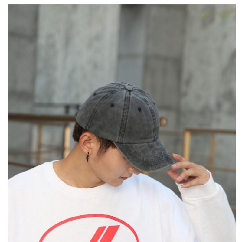 EOMECUIGAO Men's Cap, Deep Hat, Men's Large Size, Cotton Washed,