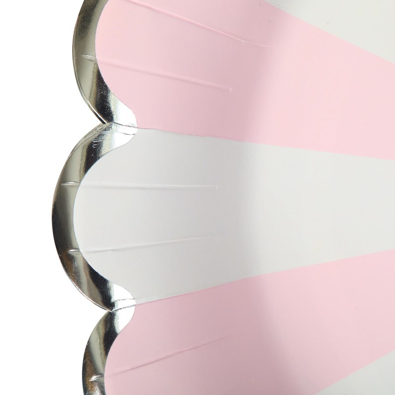 C.R. Gibson TW12-25844 Pink Pinwheel Scallop Edge Disposable Paper Dinner