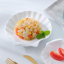 Hemoton White Dishes 2Pcs Ceramic Sauce Dish Sea Shell Shaped Seasoning Dishes Sushi Dipping Bowl Appetizer Plates Ceramic Serving Individual Condiment for Home Kicthen 6inch Serving Tray Round