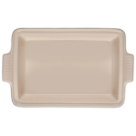 Le Creuset Olive Branch Collection Stoneware Heritage Covered Rectangular Casserole, 4 qt., Marseille with Embossed Lid