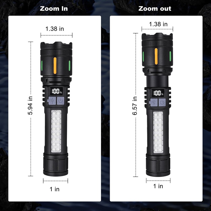 Rechargeable LED Flashlights High Lumens - 3000LM Super Bright Tactical
