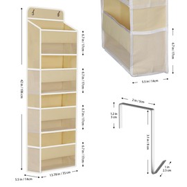 ArcaGuru Door Organizer Storage, Bathroom Organizers and Storage, 4 Shelf Hanging Door Organizer for Bedroom, Bathroom, Pantry, Dorm, Beige