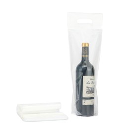 Wine Bottle Doggy Bag – 200 Pieces Per Pack : Carryout Adhesive Seal Tamper Proof Travel Bags for Restaurants, Bars, and Dinner Parties (Clear)
