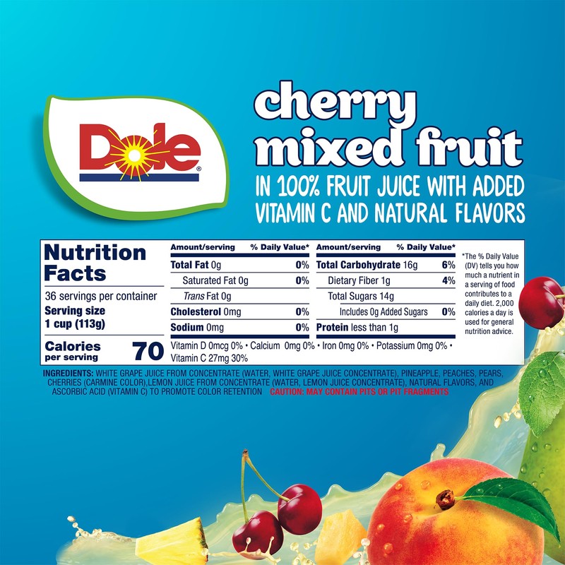 Dole Fruit Bowls Cherry Mixed Fruit in 100% Juice Snacks,