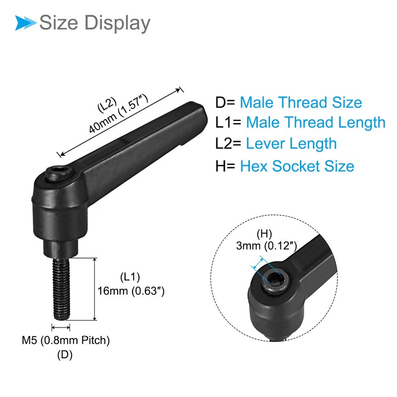 CoCud Clamping Lever Handles M5 x 16 mm Male Thread