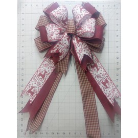 Undisclosed Burgundy Print on White & Check Christmas Bow