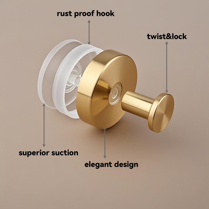 Tzylomirx Suction Cup Hook - Wall Hook, Stainless Steel Towel