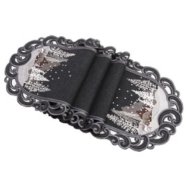 Simhomsen Decorative Embroidered Gray Table Runner with Snowflake Design for Christmas Holidays and Winter (14 × 68 inches)