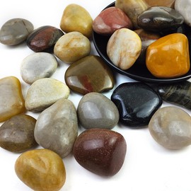 SHIZWU 10LB Mixed Color River Rocks - 2-3 inch High Polished Decorative Pebbles, Polished Stones for Landscaping, Natural River Rocks for Outdoor Décor, Polished Pebbles for Plants.