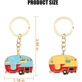 2 Pcs RV Camper Keychain Camping Car Caravan Keyring Retro Camper Keyrings Couples Camping Accessories Gifts for Men Women Friends Vacation Travel Souvenirs Motorhome Trailers Decor