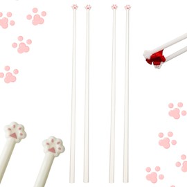 Tinoaly 2 Pairs Cat Paw Chopsticks, Reusable Non-Slip Plastic Adorable White Cat Claw Chopsticks Kitchen Utensils Palillos Chinos for Adults Girlfriends Kids Fun Kawaii Gifts