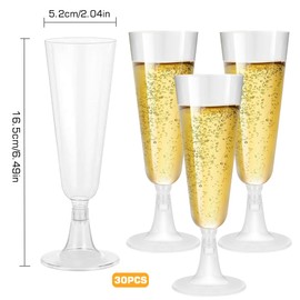 WZHHDM Plastic Champagne Flutes, 30 Pcs Clear Champagne Glasses, 150ml Reusable Toasting Glasses for Catering Events Parties Everyday Use and Many Other Scenarios