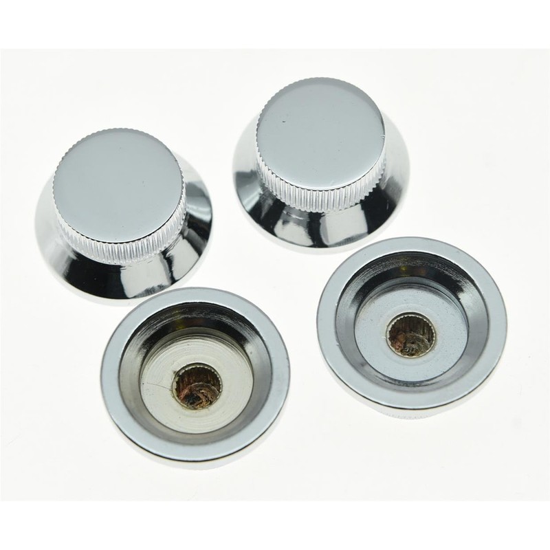 KAISH 4pcs Chrome LP Metal Bell Knobs Push On Guitar