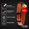 Leather Cat Collar with Bell & Elastic Strap - Pet