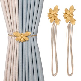 ZORZA 2Pcs Creative Butterfly Flying Bee Curtain Holders Vintage Magnetic Curtain Tiebacks Resin Decorative Curtain Ties for Drapes Home Office Hotel Décor (Bee)