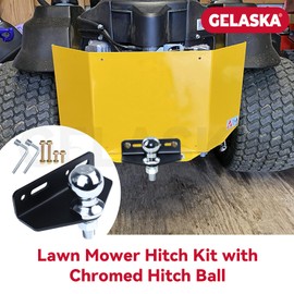 GELASKA Lawn Mower Hitch Kit with Chrome Trailer Hitch Ball, 3/4 x 2 inch Hitch Ball, Garden Tractor Pro Hi Hitch, Garden Tractor Pro Hi Hitch with Mounting Kit and Tool Kit (4 Carriage Bolt, 3 Nuts)