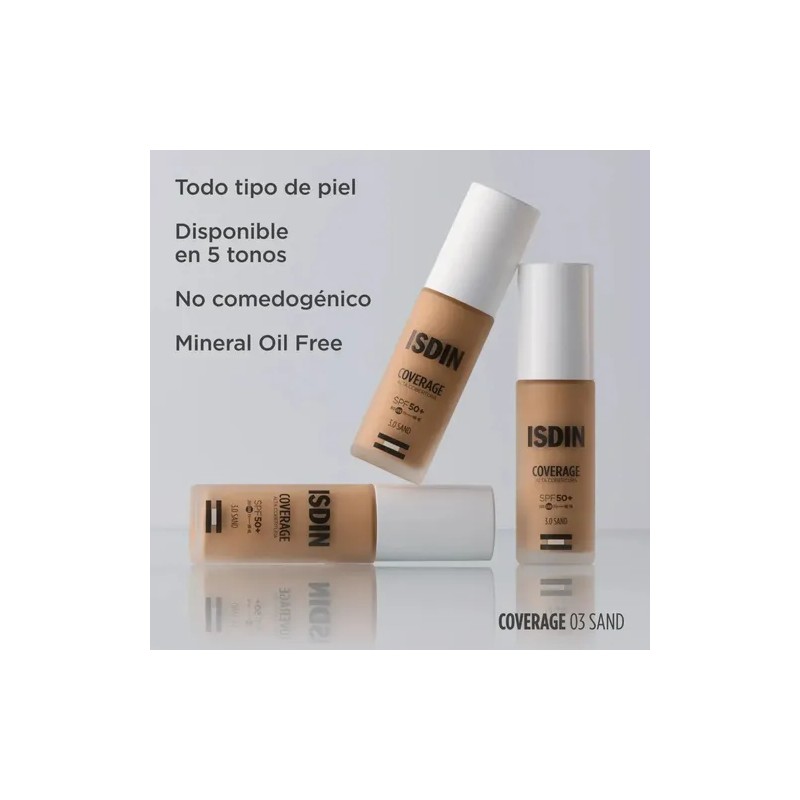 Base De Maquillaje Coverage Spf 50 Sand 30ml Isdin