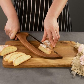 Bread Knife for Homemade Bread, Sourdough Bread Slicer, Wooden Serrated Bow Bread Saw Easy to Cutting, Stainless Steel Bread Knofe Sourdough Cutter with protective cover, Gifts for Christmas New Year