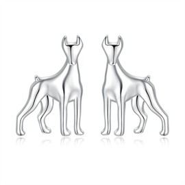 Dog Stud Earrings 925 Sterling Silver-Cute Puppy Dog Stud Earrings for Women-Hypoallergenic Dog Earring Jewelry Gifts for Young Ones (Doberman Pinscher Dog)