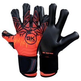 GK Saver Bravo Series Football Goalkeeper Goalie Gloves| Anti-Slip Palms| Savefingers Technology|Goalkeeping Soccer Gloves Size 6 to 11 (Bravo F1 Fire, Size 10)