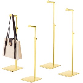 Landhoow 4 Pcs Stainless Steel Purse Display Stand Handbag Display Stand Rack Adjustable Height Holder Stand Set for Boutique Store Home Store Counter Shelf Floor Props Decors