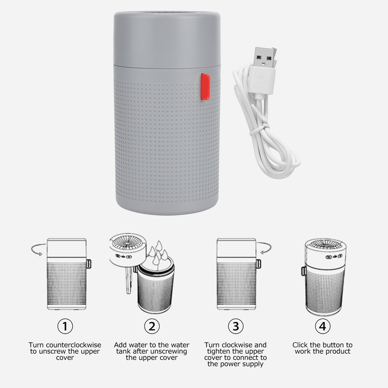 750ml Mute Humidifier Portable Cool Mist Humidifier with Night Light