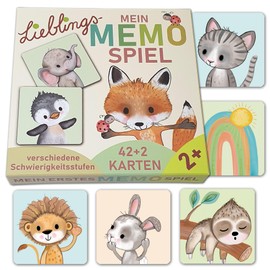 My Sweetheart® Montessori Memo Game Memory Toy Children's Toy from 2 Years with 44 Cards and 3 Difficulty Levels Educational Games Memory Training Games Suitable for Children and Toddlers