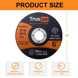 Truswe 6 Inch Cut Off Wheels - 25 Pack Metal and Stainless Steel Cutting Wheel for Angle Grinder Ultra Thin Cut-Off Wheel Cutting Disc