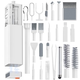 Professional Keyboard Cleaning Kit with 32-in-1 Tools for Earbuds,Cellphones, PC, Screens,Camera Lens, Electronics Devices,Mechanical Keyboards,Compact and Portable Design(White)