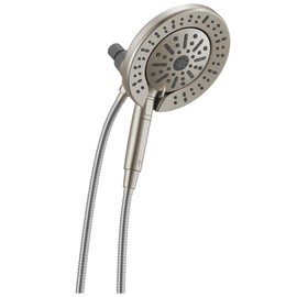 Delta Faucet 6-Setting In2ition 2-in-1 Dual Shower Head with ProClean Spray, Satin Nickel Round Shower Head with Hose, Hand Held Shower Head, Satin Nickel 75655SN