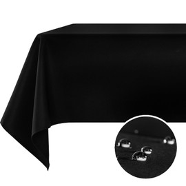BYDOLL Table Cloth Black 60x102 Inch Tablecloth for 6 Foot Rectangle Tables Outdoor Polyester Washable Wrinkle-Free and Spillproof Tablecloth for Festival Wedding Party Camping Patio Cover