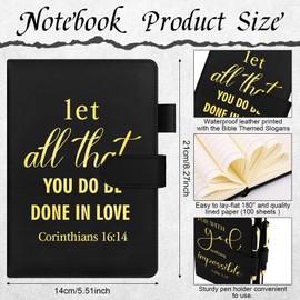 HAOWANWW 4Pcs Bible Gifts Set Bible Verse Notebooks Bible Verses Pens Inspirational Pens Leather Journal Notebook Bible Verse Pens Christian Gift Notebooks Christian Gift Set for Church Nurse Teacher