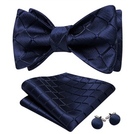 YOHOWA - Juego de pajarita para hombre, diseño de cachemira, a cuadros, con lazos, cuadrados, para boda, fiesta de esmoquin, Azul A, Talla única