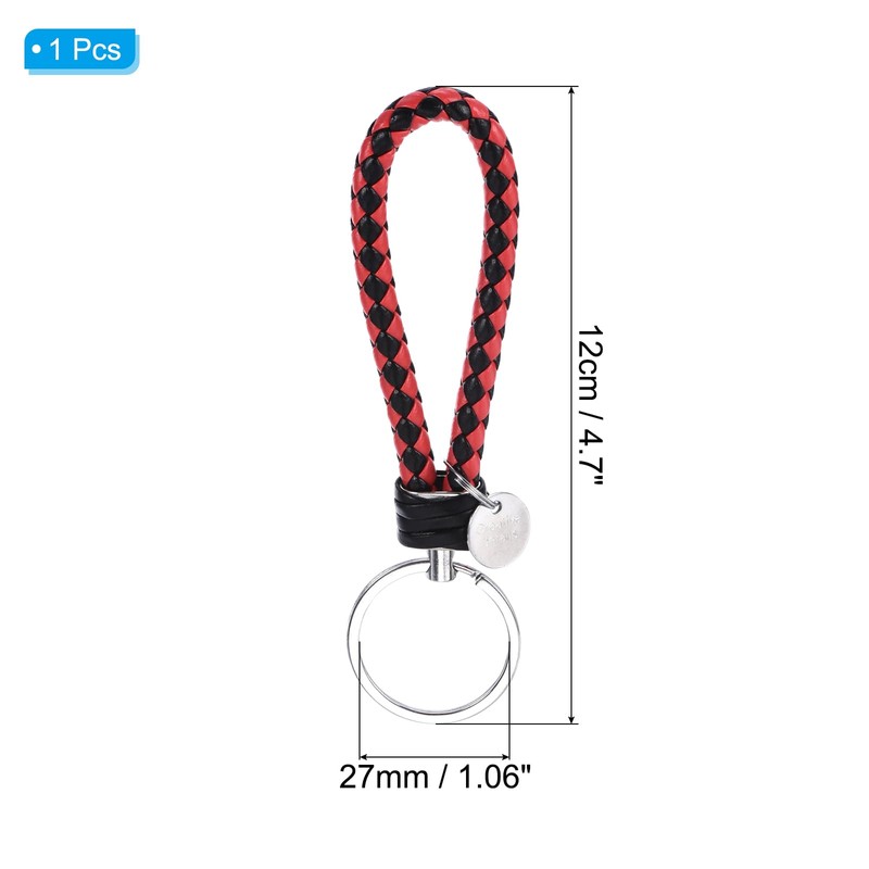 PATIKIL Braided Leather Keychain with Stainless Steel Key Ring Sleeve,