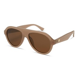 VANLINKER Retro Aviator Polarized Sunglasses for Men Women Trendy 70s Vintage Plastic Frame Sun Glasses - Color: Brown