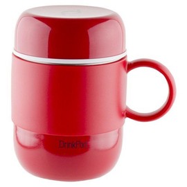 DrinkPod LGB-280R Pioneer Stainless Steel Vacuum Insulated Leak-Proof Drinkpod Capsule Flask 6 Hours Hot 24 Hours Cold, Red, 0.28 Litre