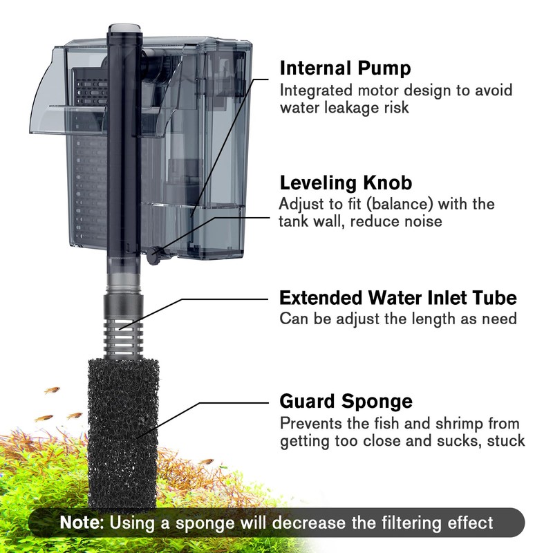 hygger Aquarium HOB Filter 210 GPH for 15-40 Gallon Fish