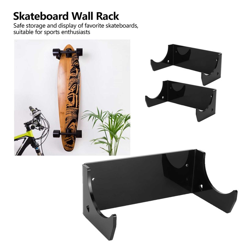 2Pcs Wall Shelf Skateboard Hanger Display Storage Rack Snowboard Organizer