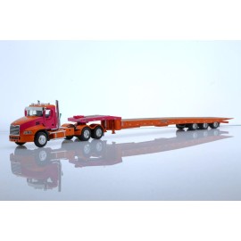 Highway 61/DCP DCP Mack Pinnacle Tractor Trailer Flatbed Truck 1:64 Diecast Model Pink & Orange
