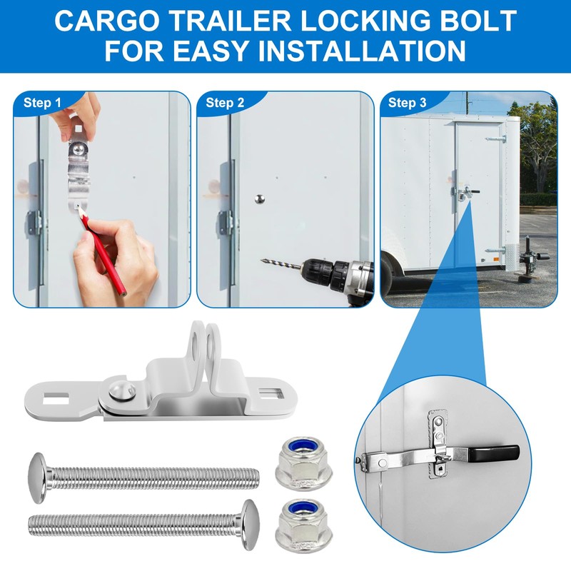 DAOSEC Heavy-Duty Cargo Trailer Door Latch Hasps (All 304 Stainless