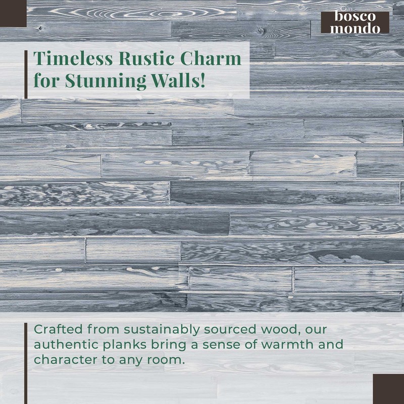 BoscoMondo 5.5 Inches Wide Barnwood Wall Planks, Rustic Solid Wood